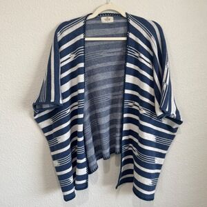 Marine Layer Womens Blue White Striped Cotton Kimono Cardigan Beach Boho Lounge